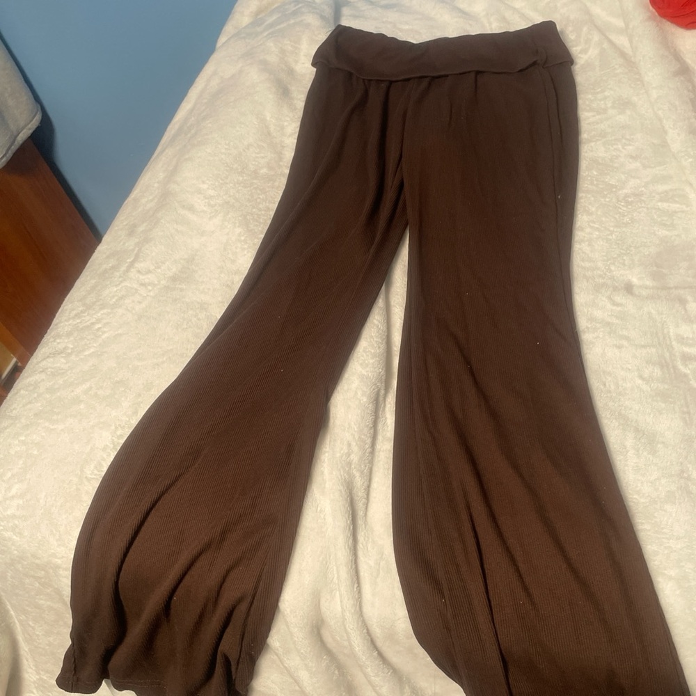 Brown fold over leggings